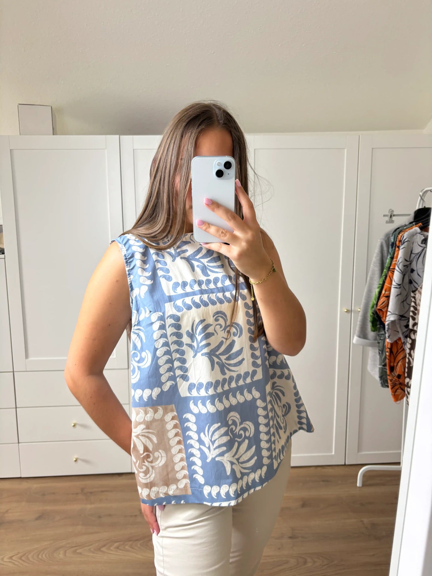 Bluse "Leafs" Hellblau