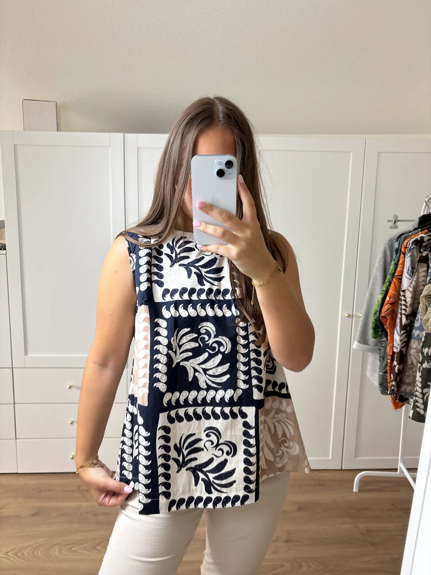 Bluse "Leafs" Dunkelblau