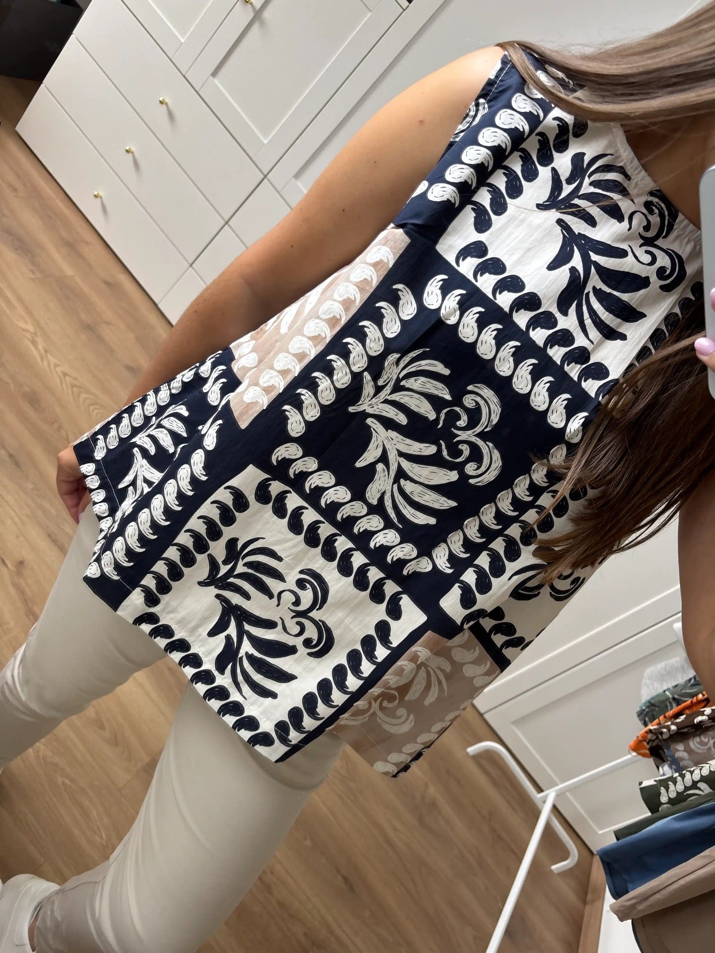 Bluse "Leafs" Dunkelblau