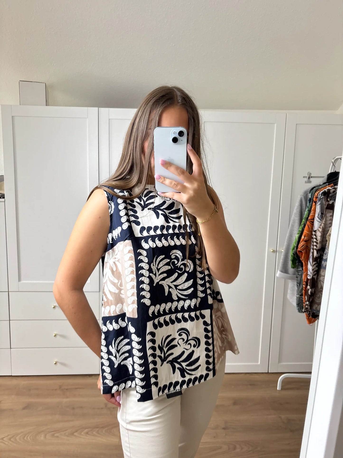 Bluse "Leafs" Dunkelblau