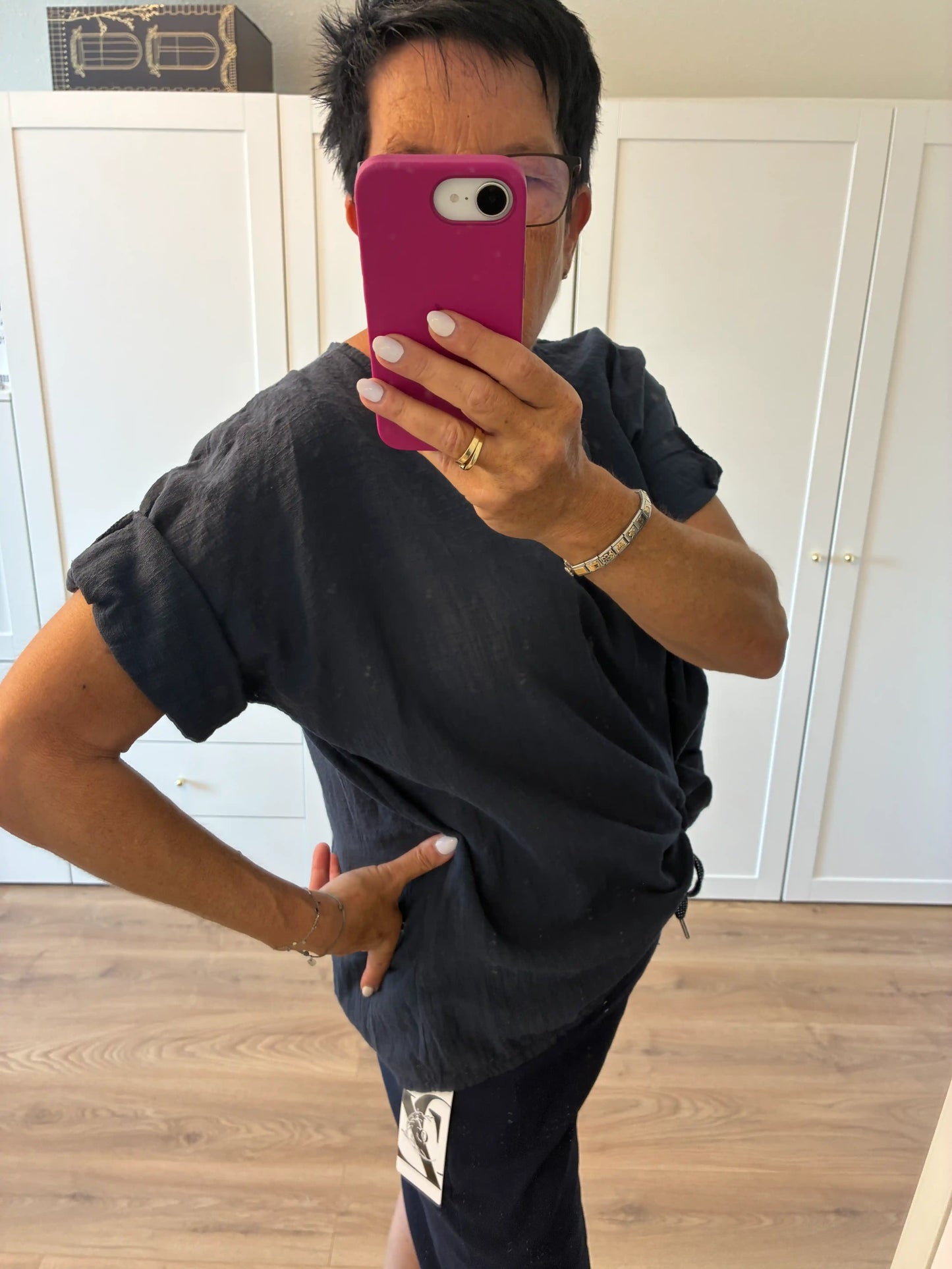 Shirt "Linooptik" Dunkelblau