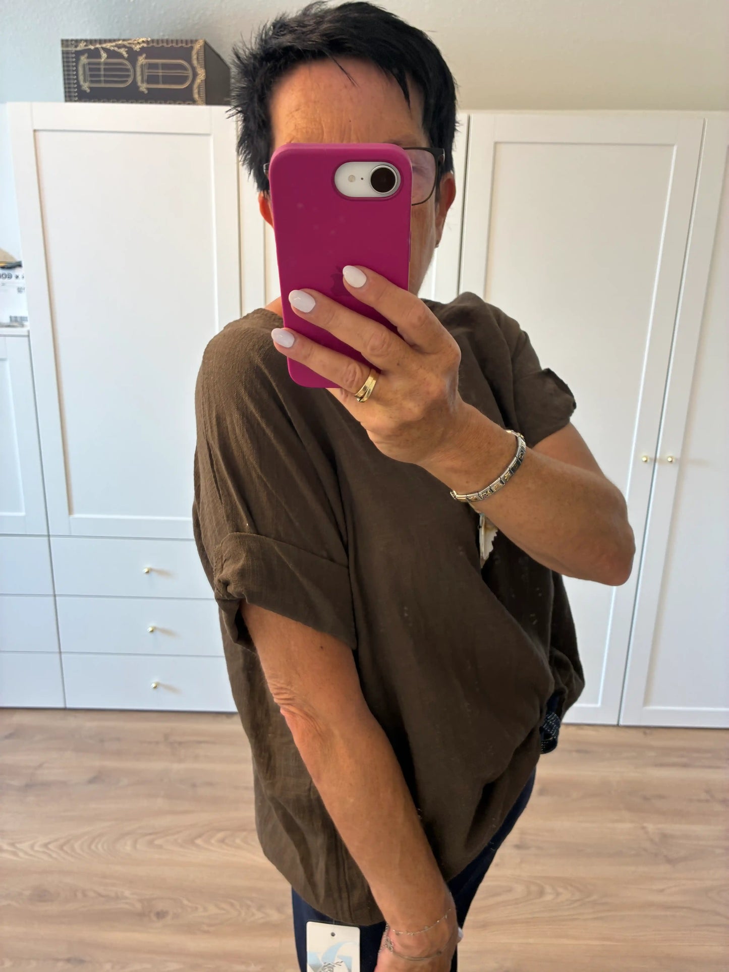 Shirt "Linooptik" Schokobraun