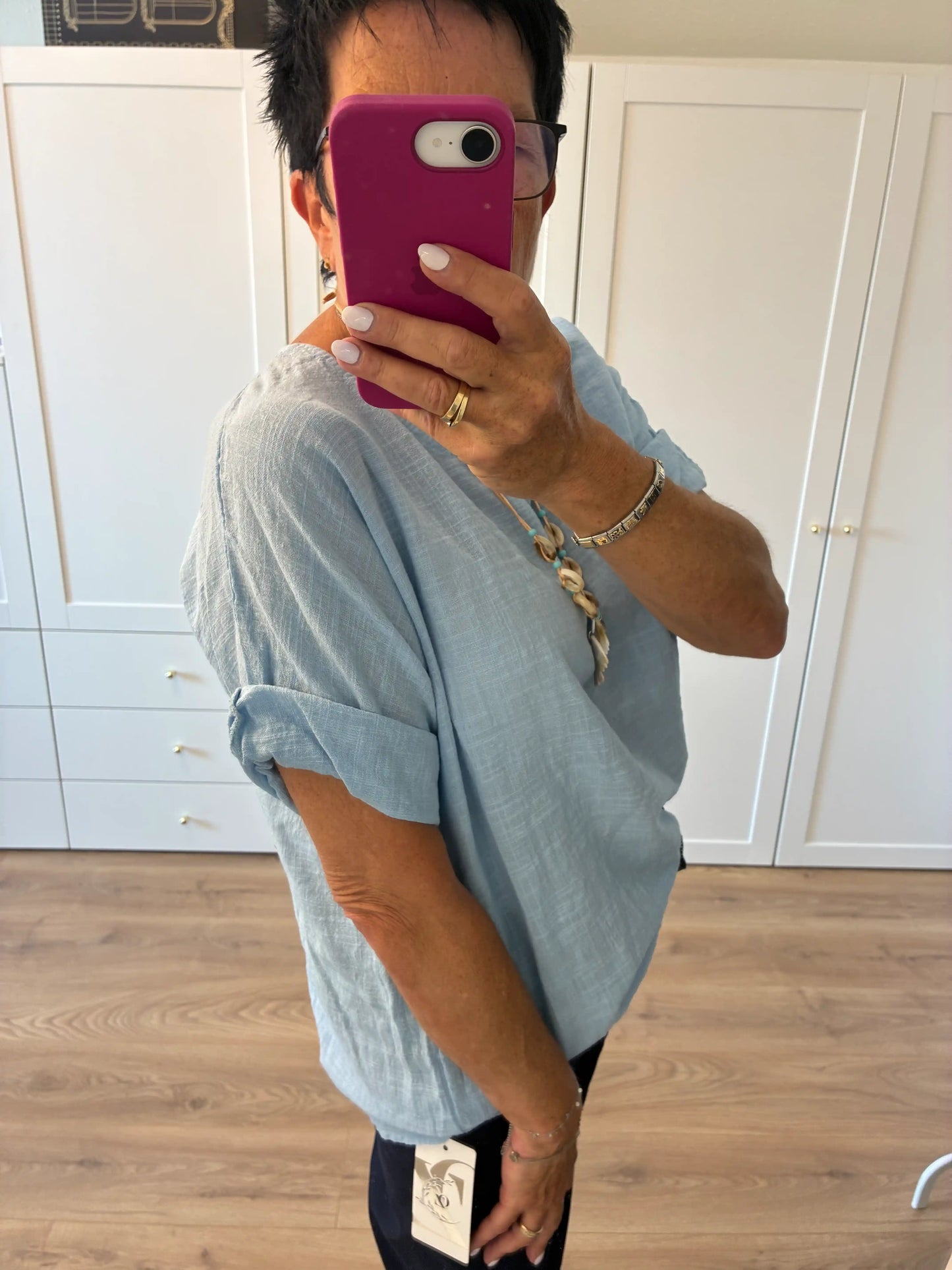 Shirt "Linooptik" Hellblau