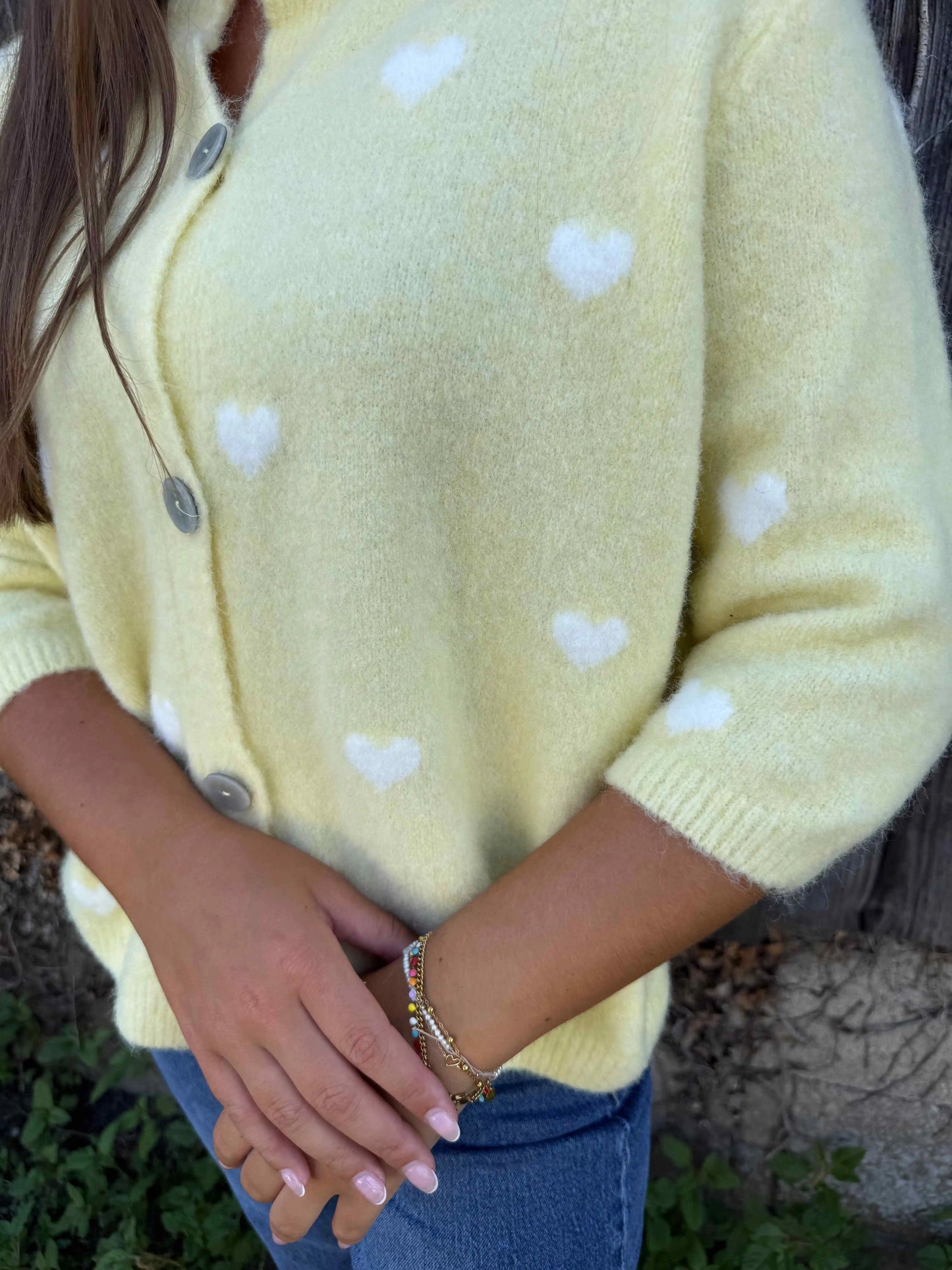 Cardigan "Heartwarming" Pastellgelb