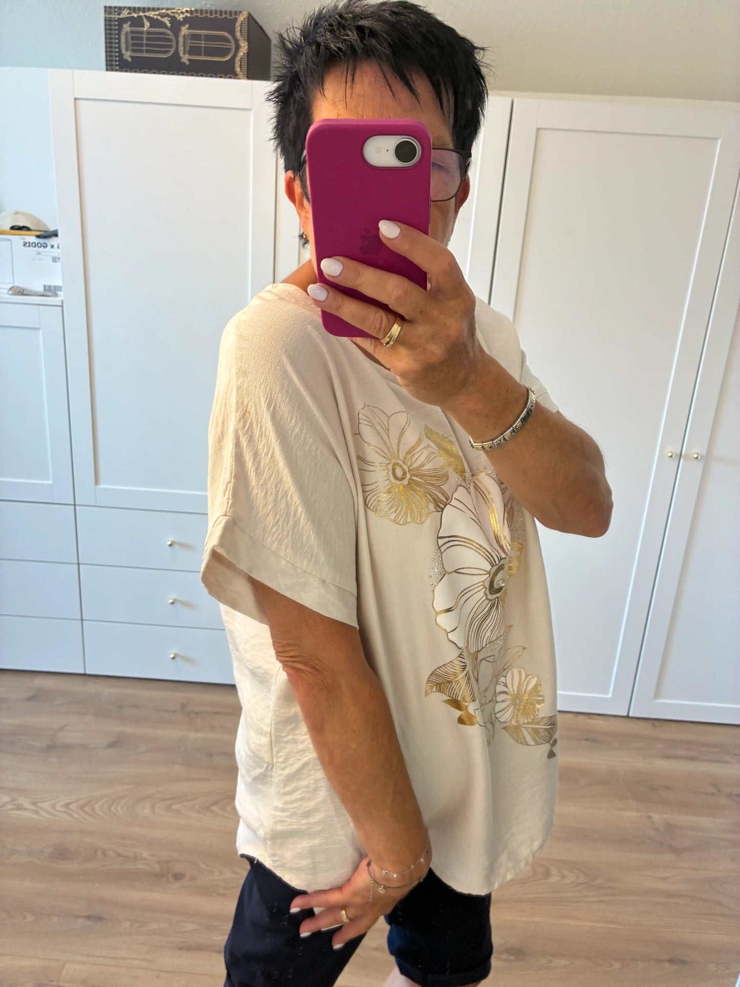 Shirt "Goldblume" Beige