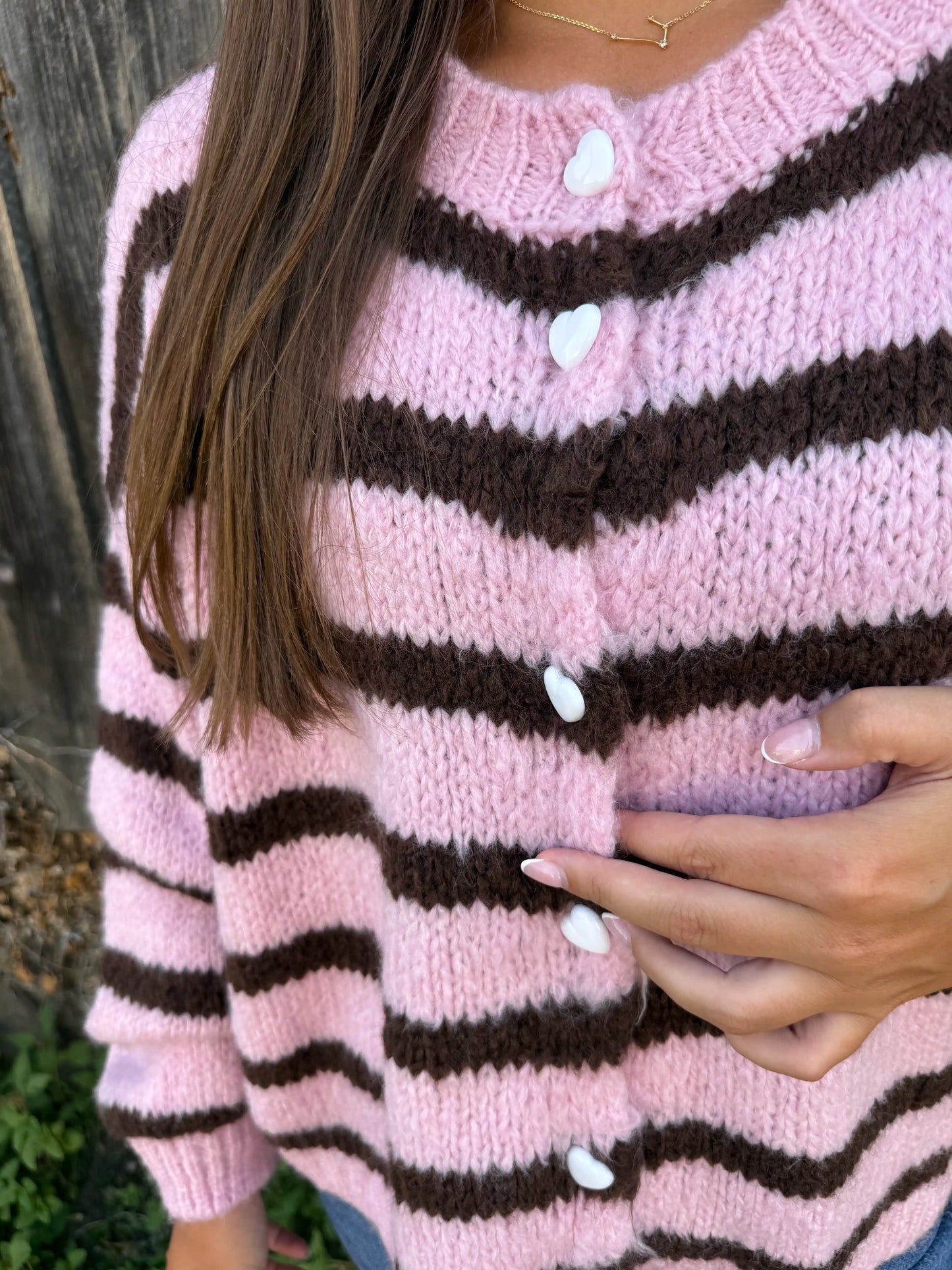 Cardigan "BrownStripe" Rosa