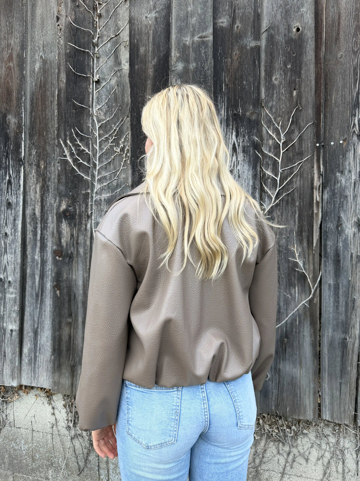 Bomberjacke "Leather" Taupe