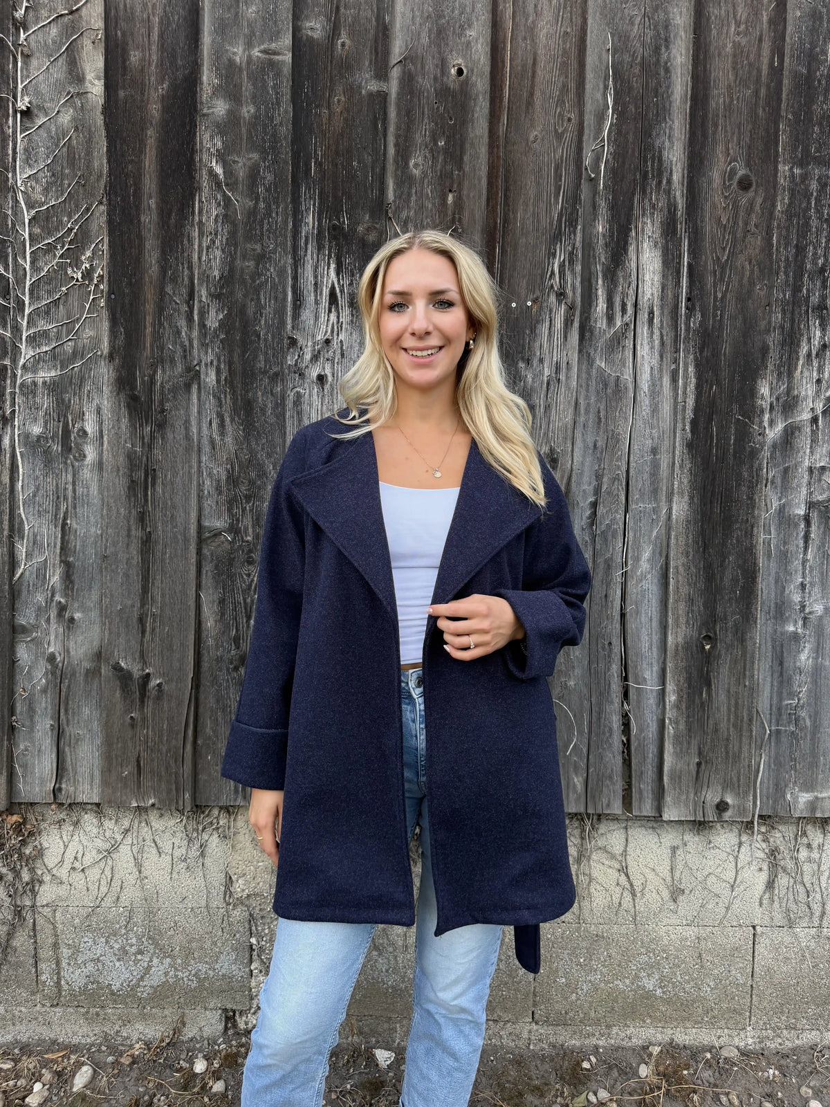 Mantel "Belted Elegance" Navy