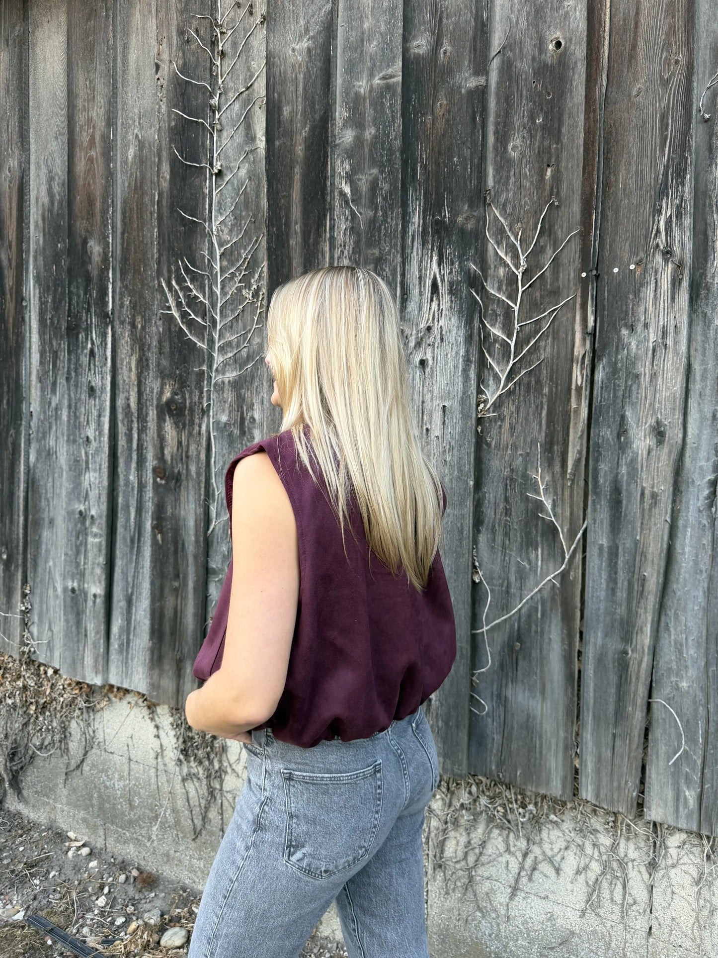 Gilet "Velvet Utility" Weinrot