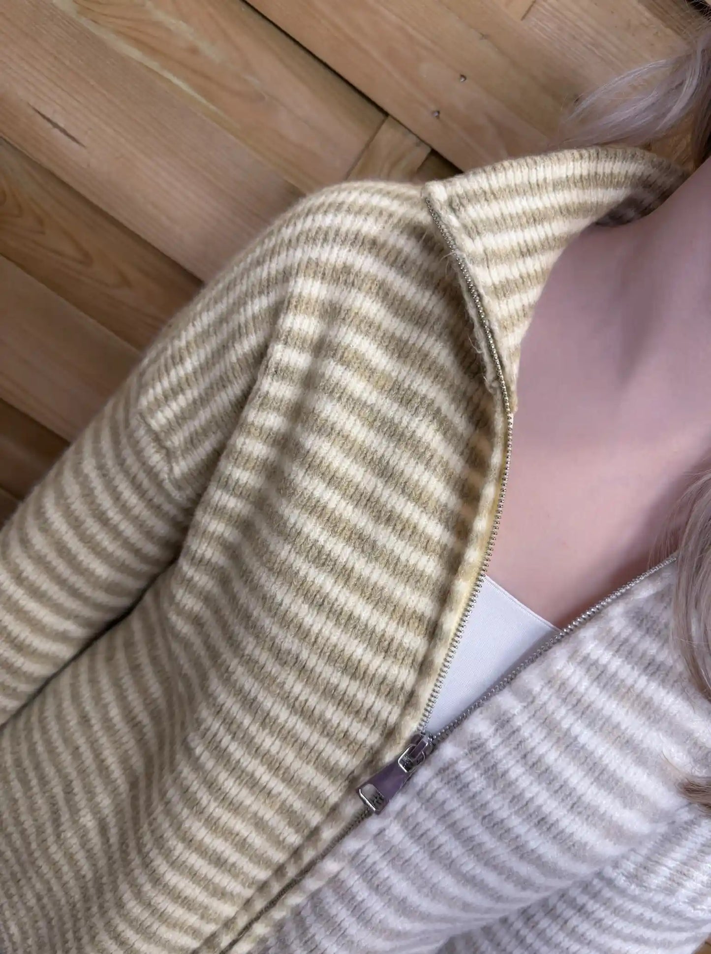 Zippweste "Streifen" Taupe