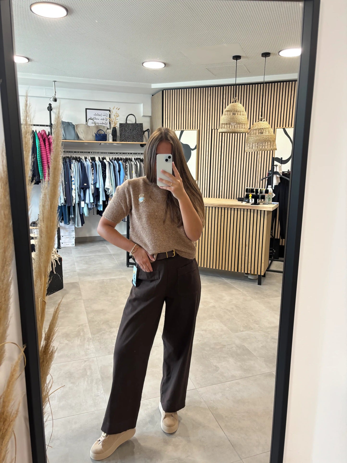 Wide Leg Hose Schokobraun