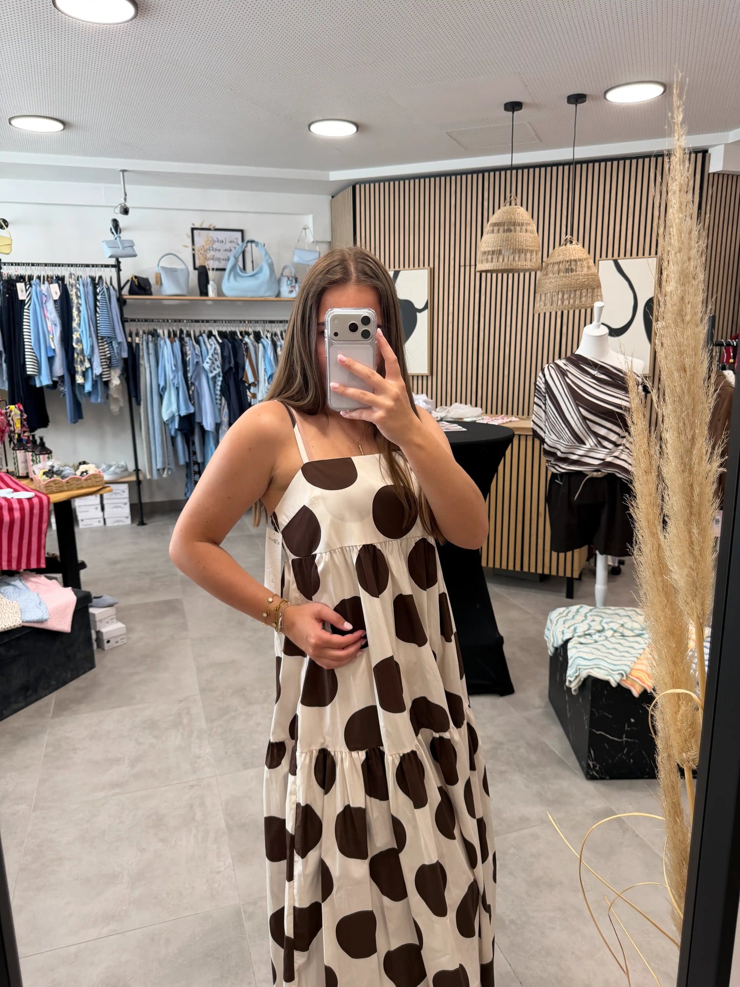 Maxi-Kleid "Sky Dots" Beige