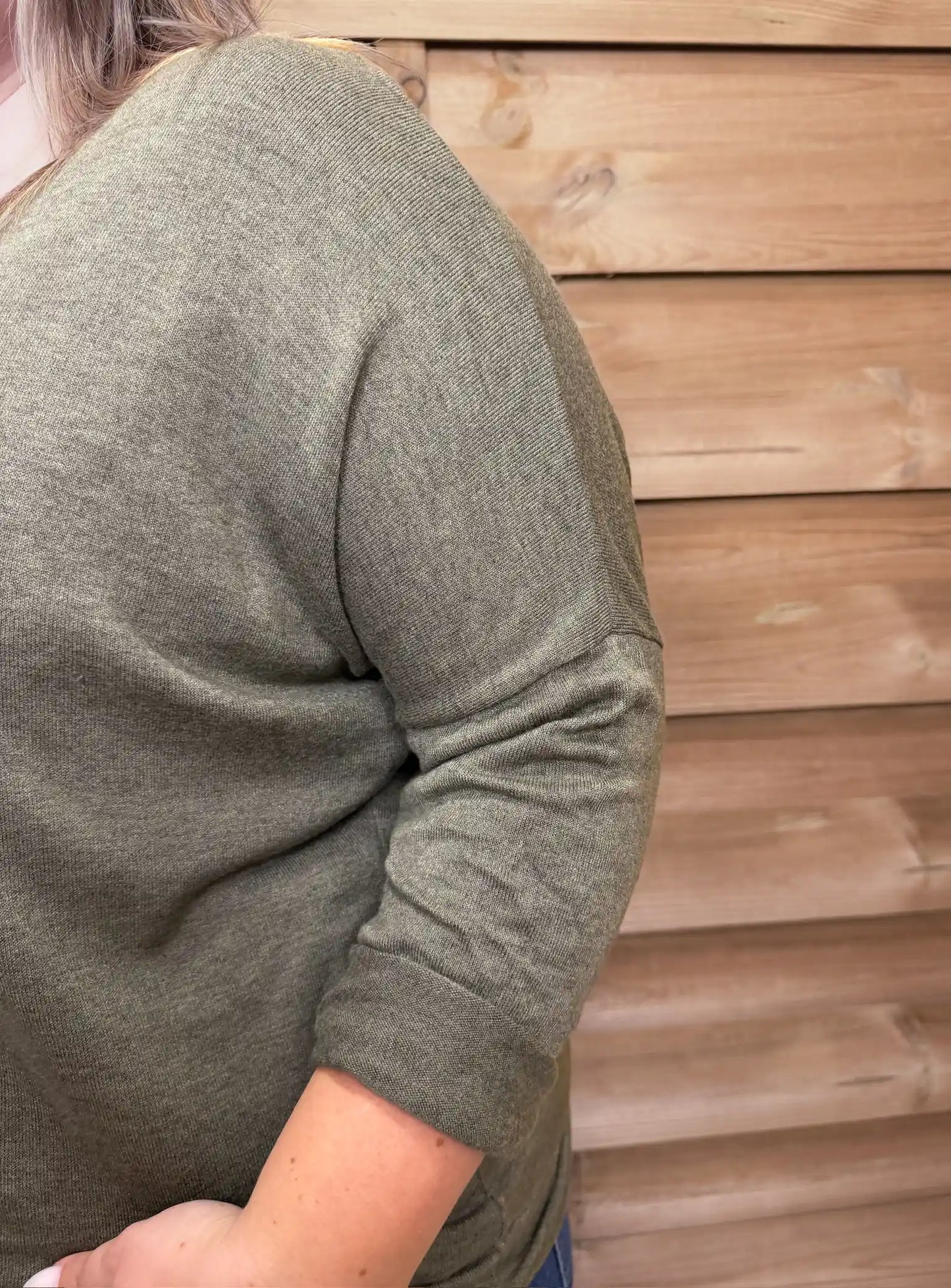 Basic Strickpullover 40-44 Olivegrün