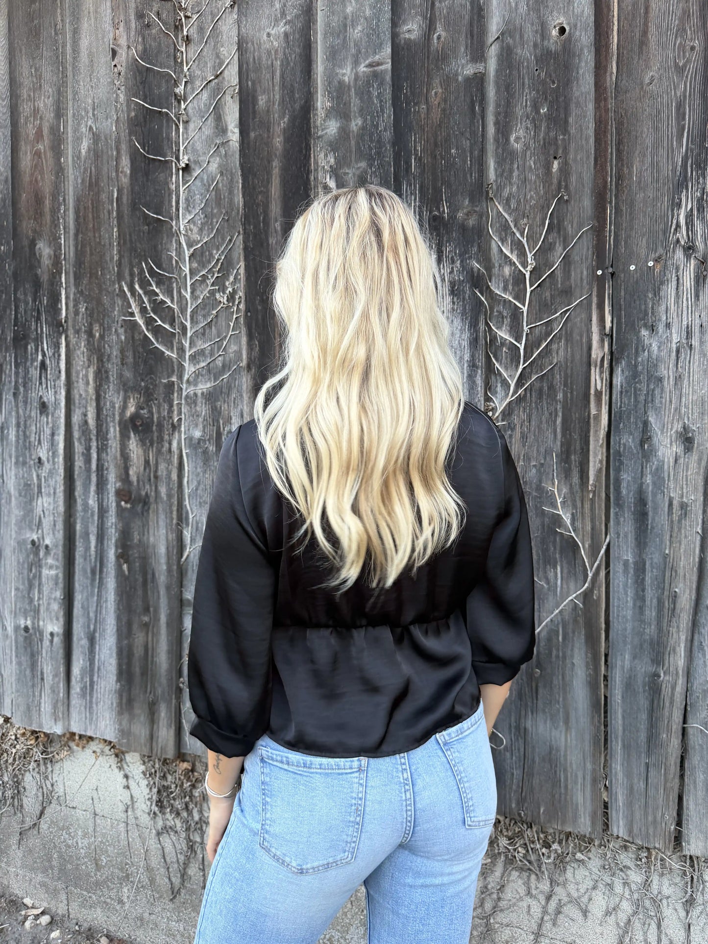 Satinbluse "Knoten" Schwarz