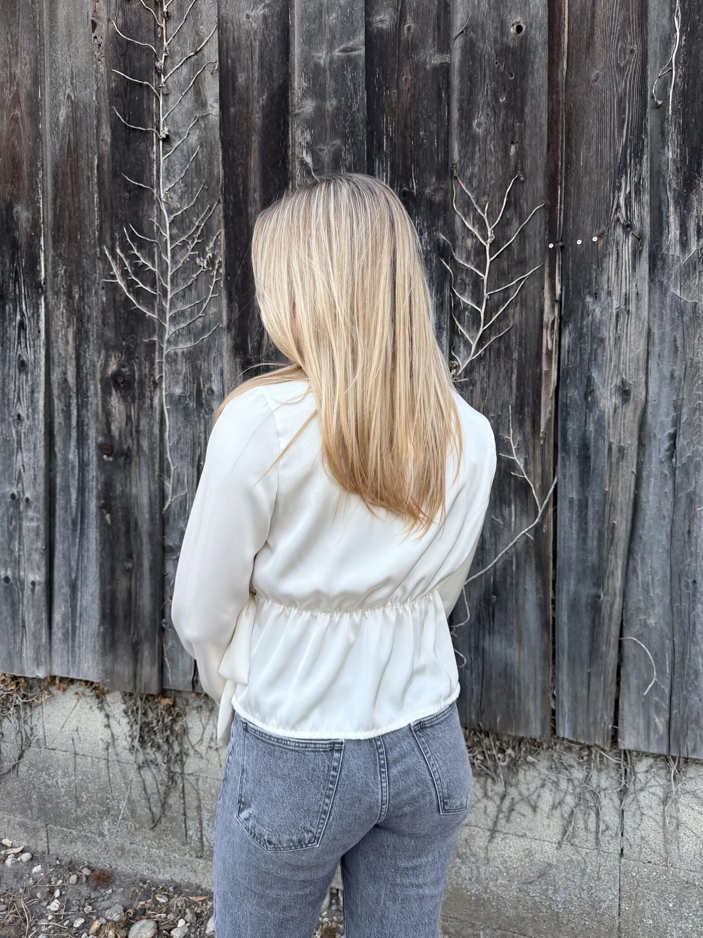 Satinbluse "Knoten" Beige