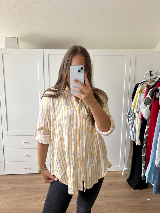 Musselinbluse "Flower" Orange