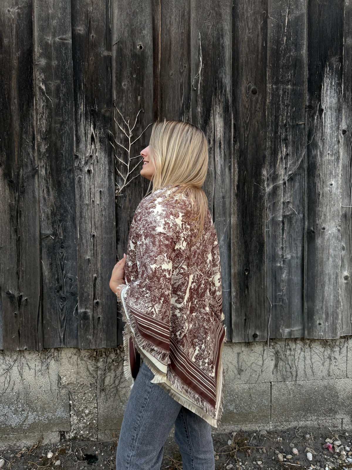 Schal "Toile" Schokobraun