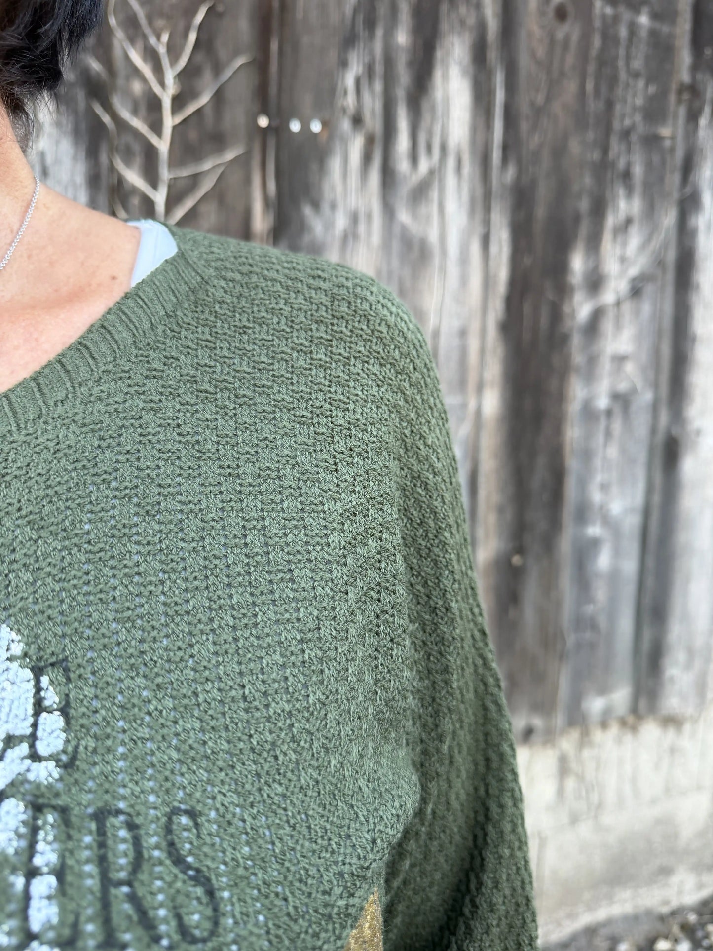 Pullover "Bloom Statement" Olivegrün