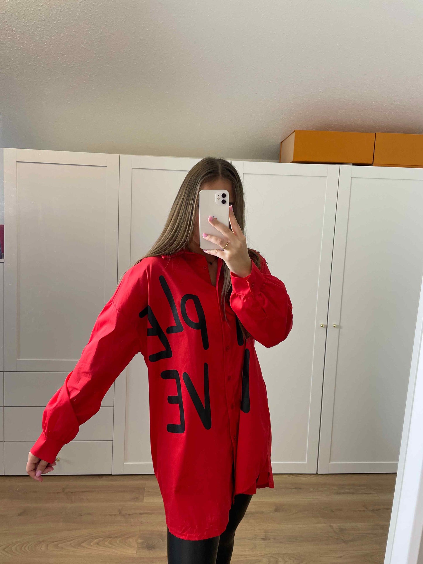 Longbluse "Love" Rot