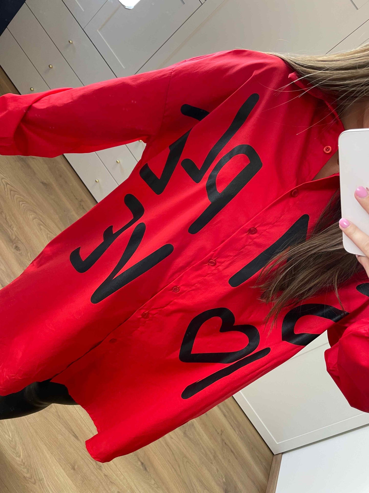 Longbluse "Love" Rot