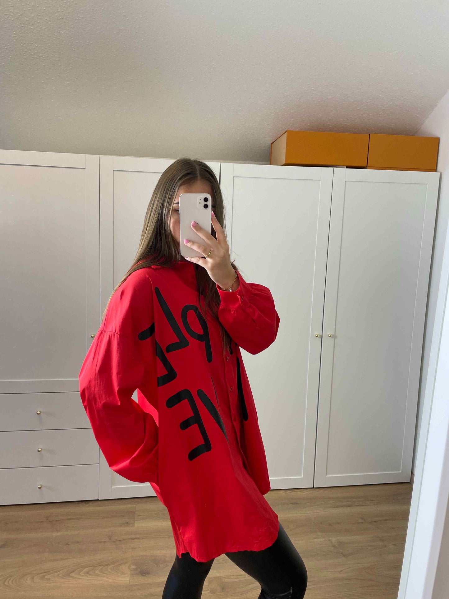 Longbluse "Love" Rot