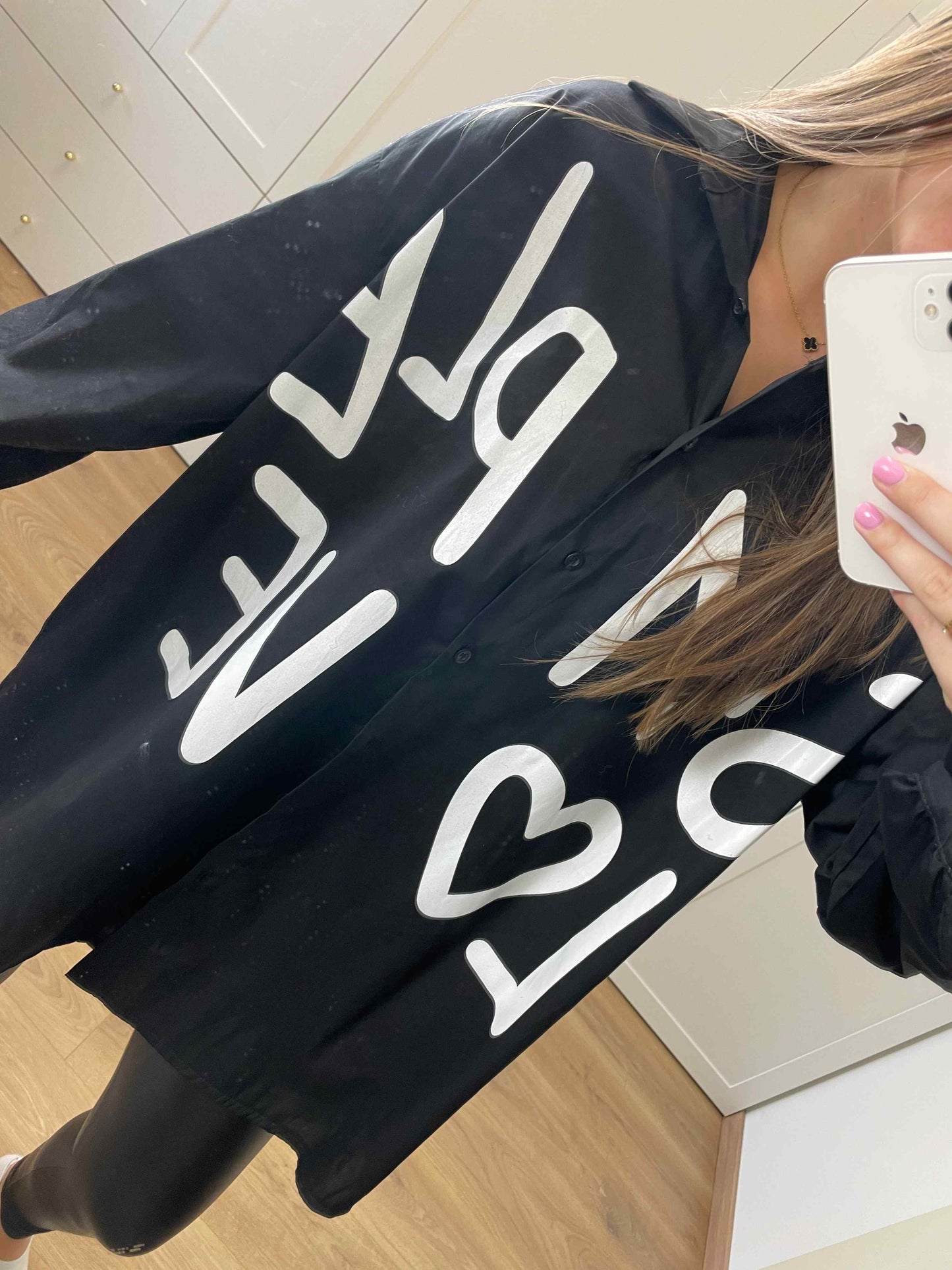 Longbluse "Love" Schwarz