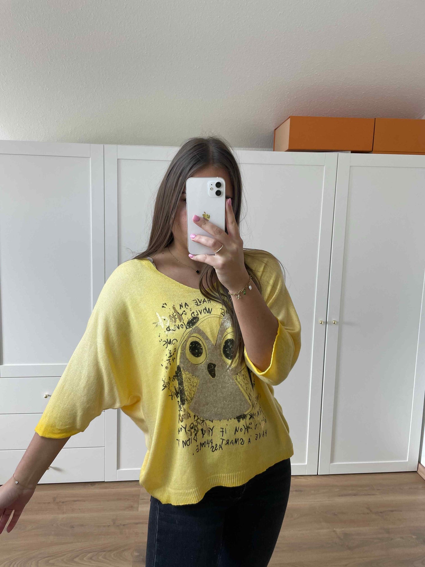 Pullover "Eule" Gelb