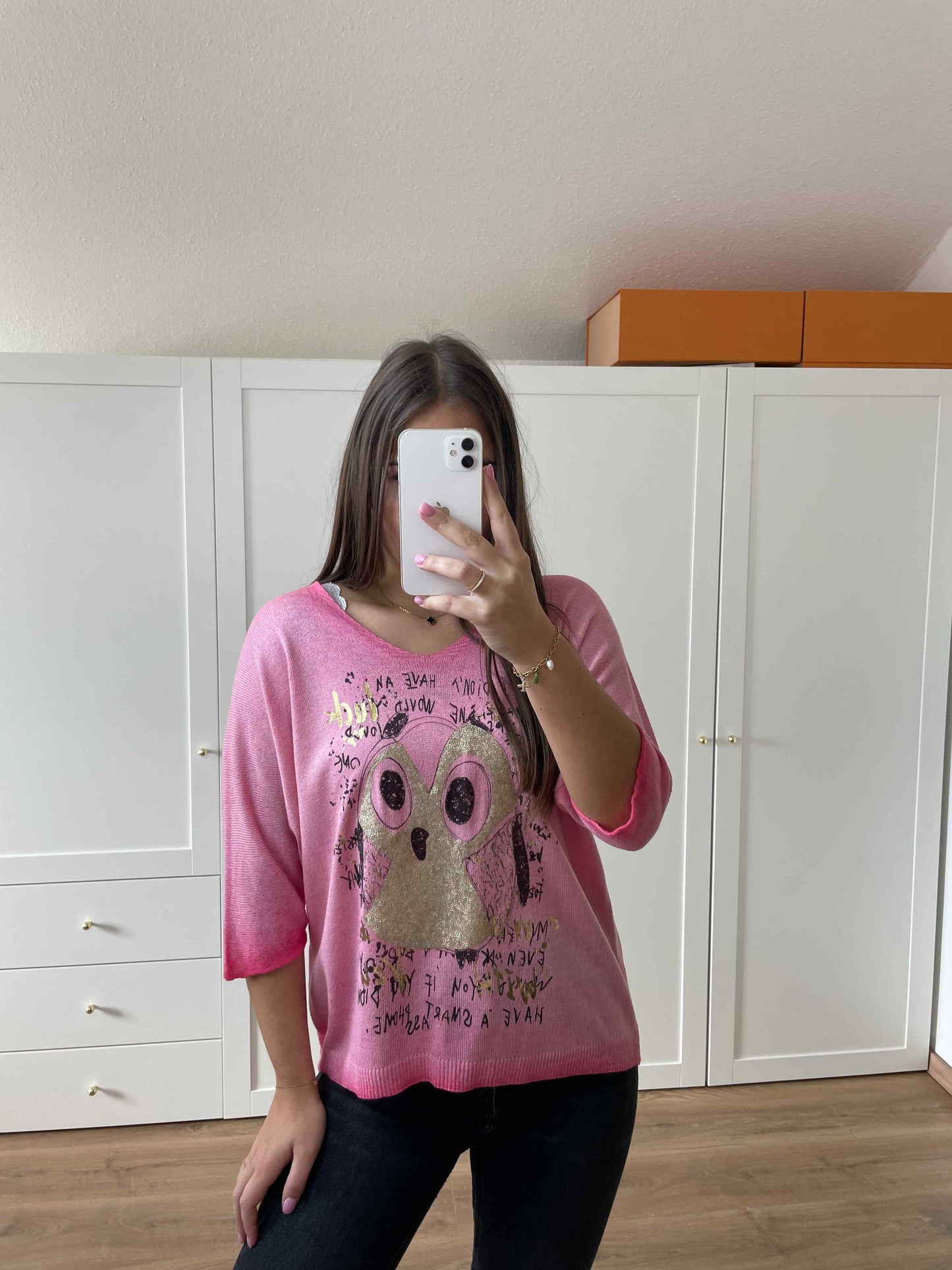 Pullover "Eule" Rosa