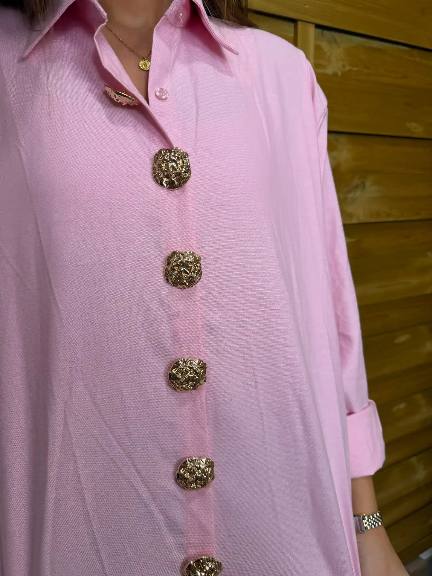 Bluse "Goldknopf" Rosa