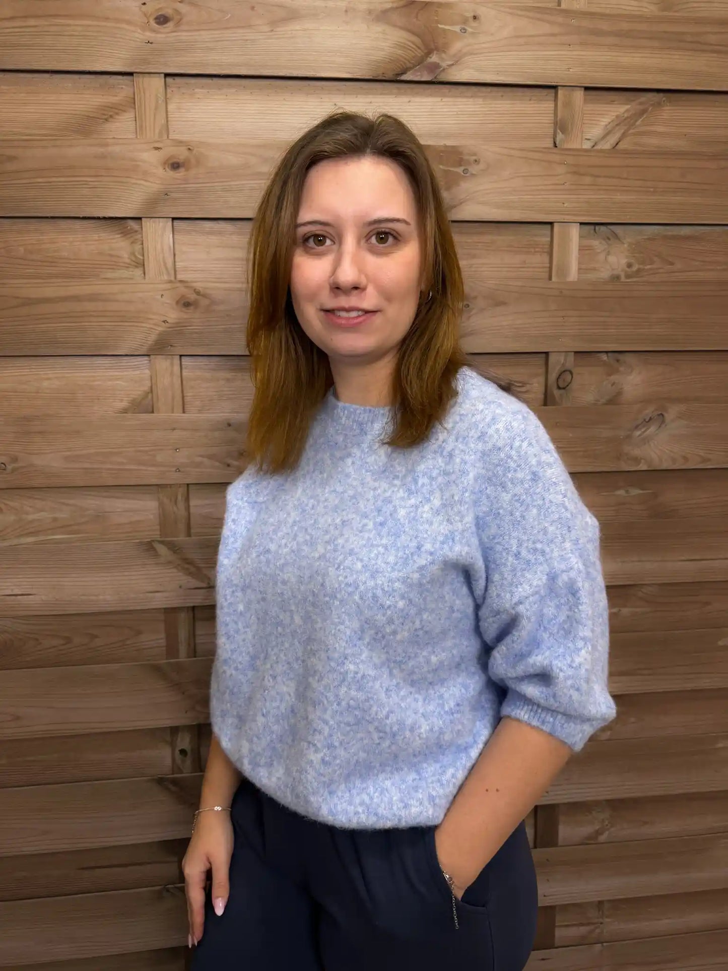 Kurzarmpullover "Cozy" Hellblau