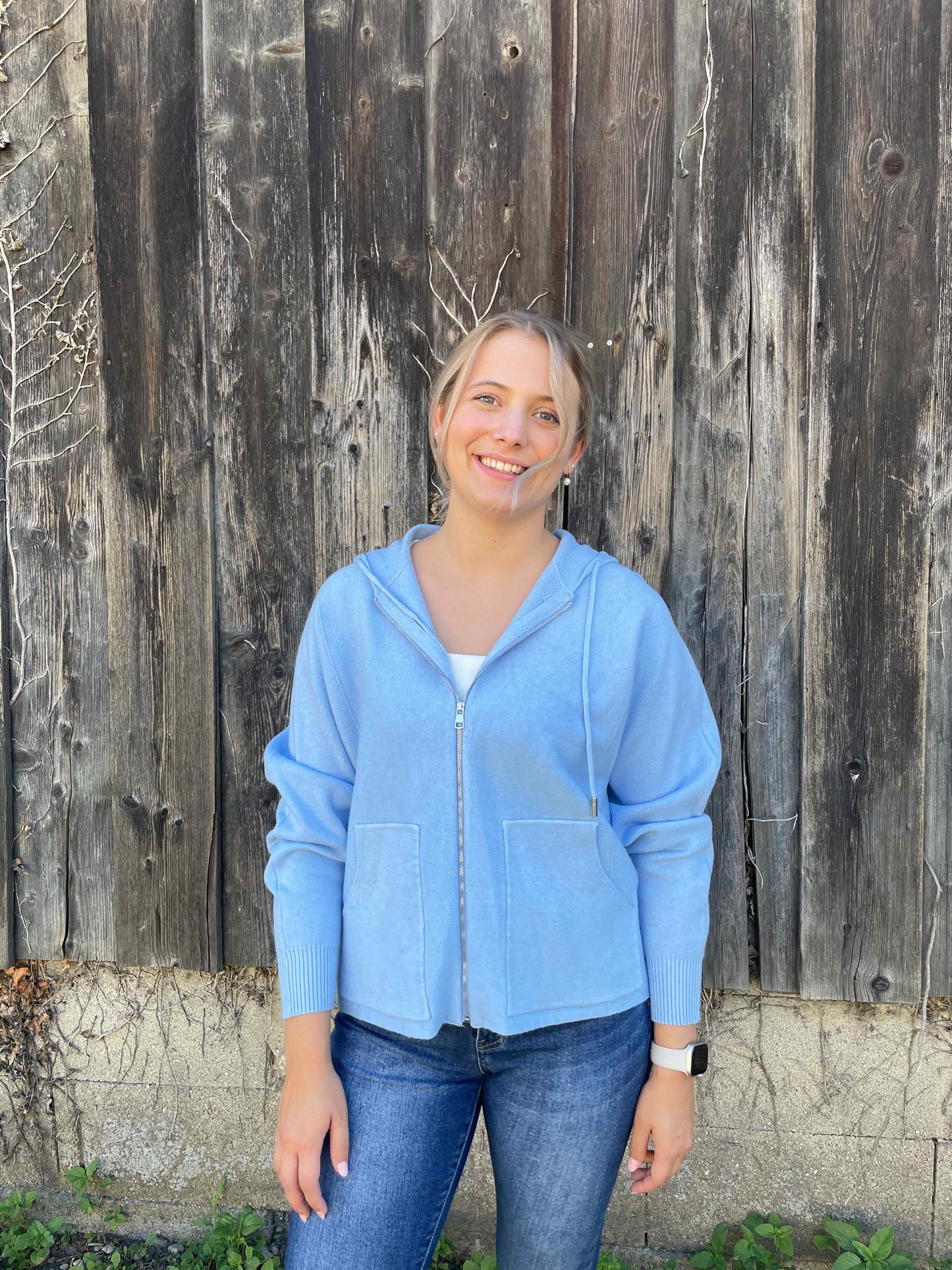 Kapuzenjacke "Cozy Zip" Hellblau
