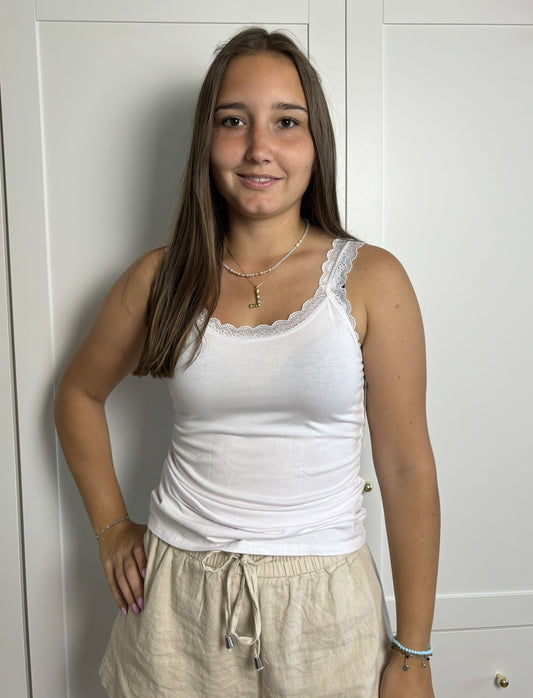 Trägertop mit Spitze Weiß