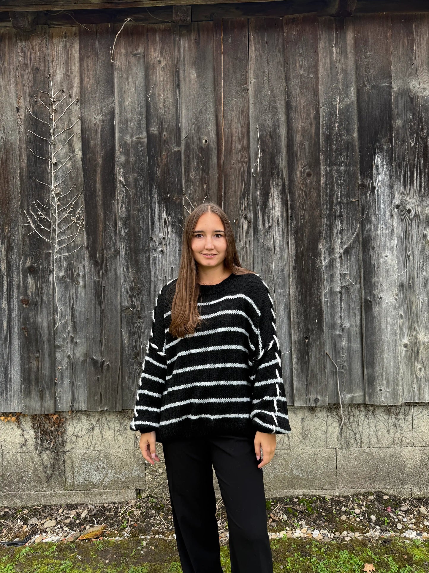 Oversize Pullover "Stripe" Schwarz