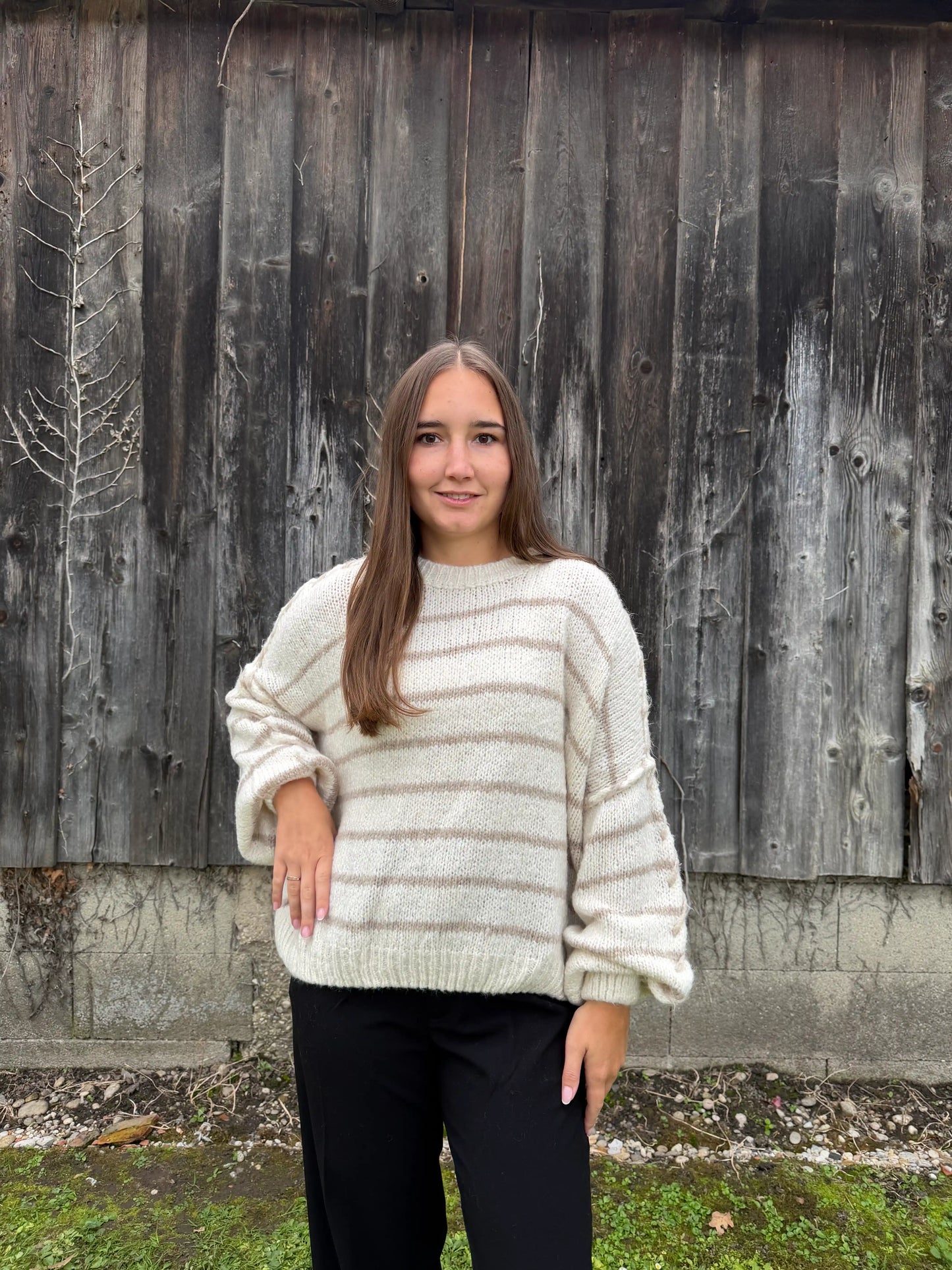 Oversize Pullover "Stripe" Beige