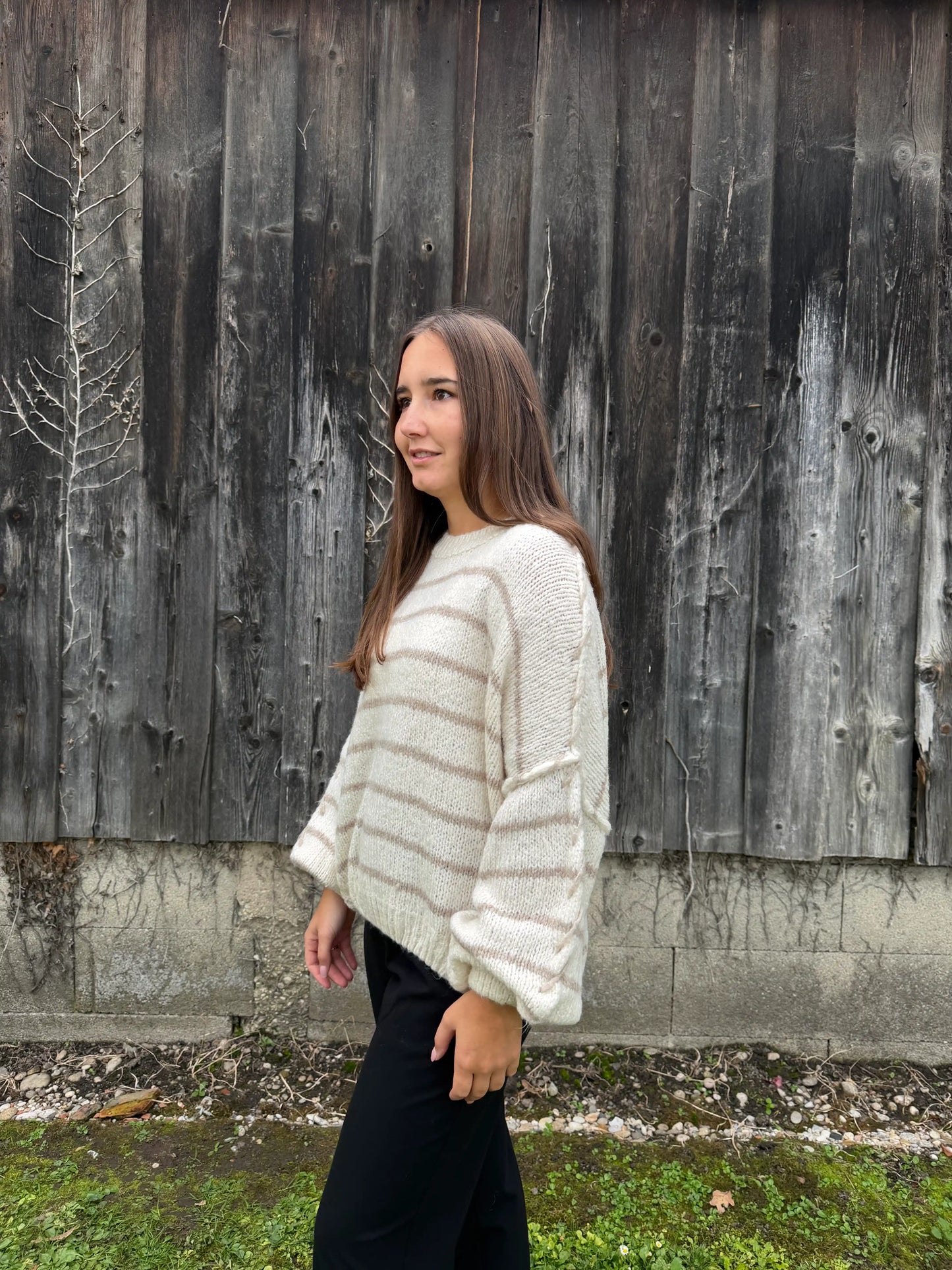 Oversize Pullover "Stripe" Beige