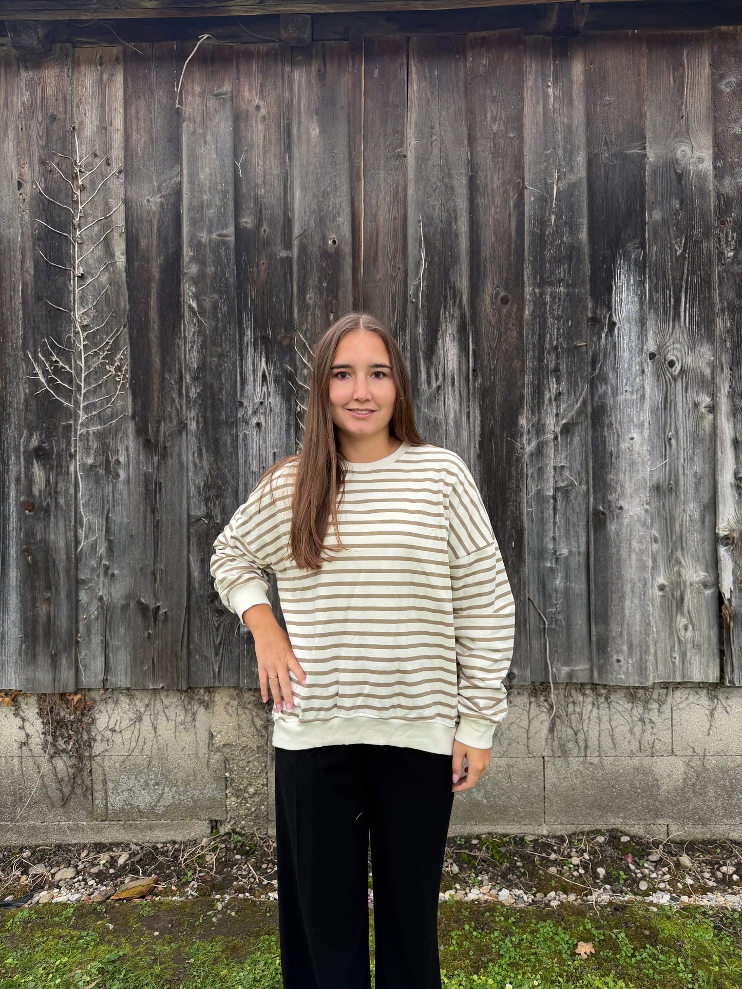 Pullover "Cozystripe" Taupe