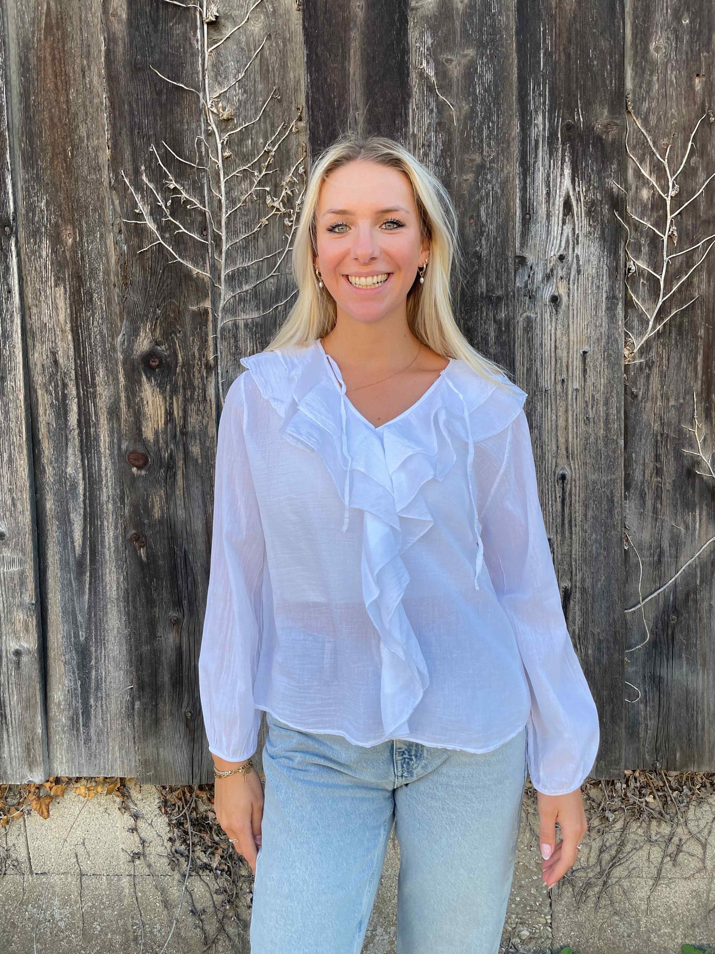 Bluse "Volant Vibes" Weiß
