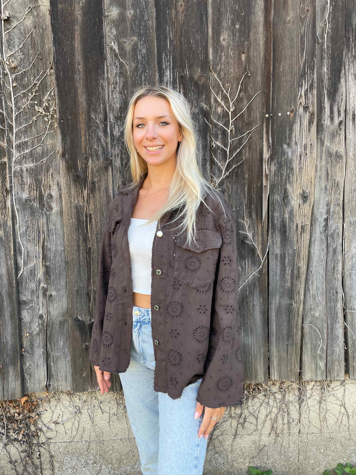 Jacke "Boho Bloom" Schokobraun