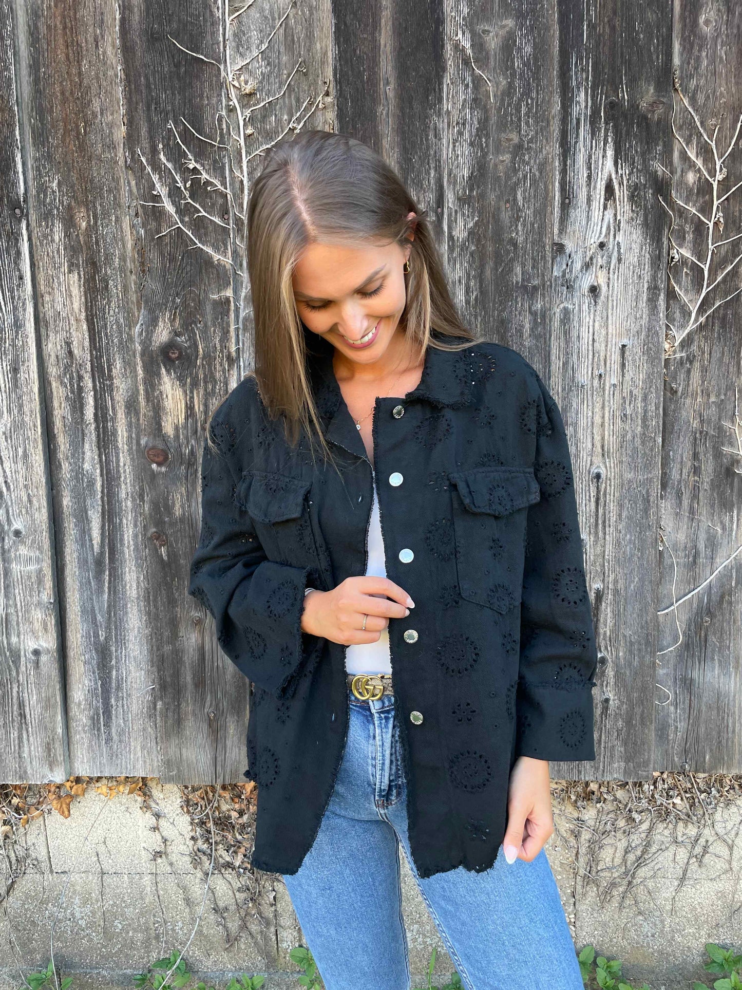 Jacke "Boho Bloom" Schwarz