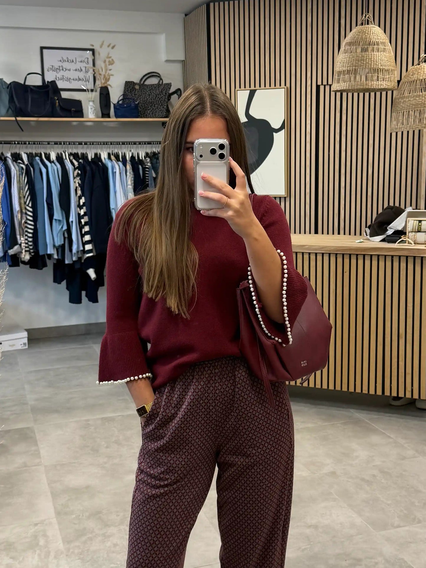 Pullover "Pearly I" Weinrot
