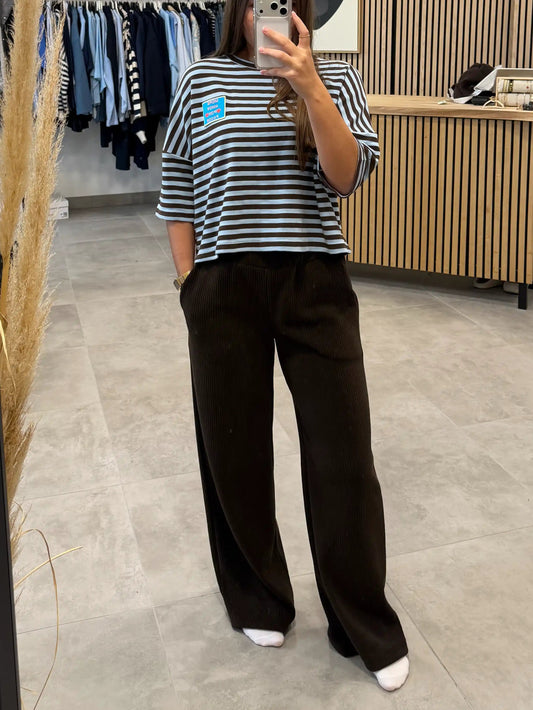 Wide-Leg-Hose "Cordi" Dunkelbraun