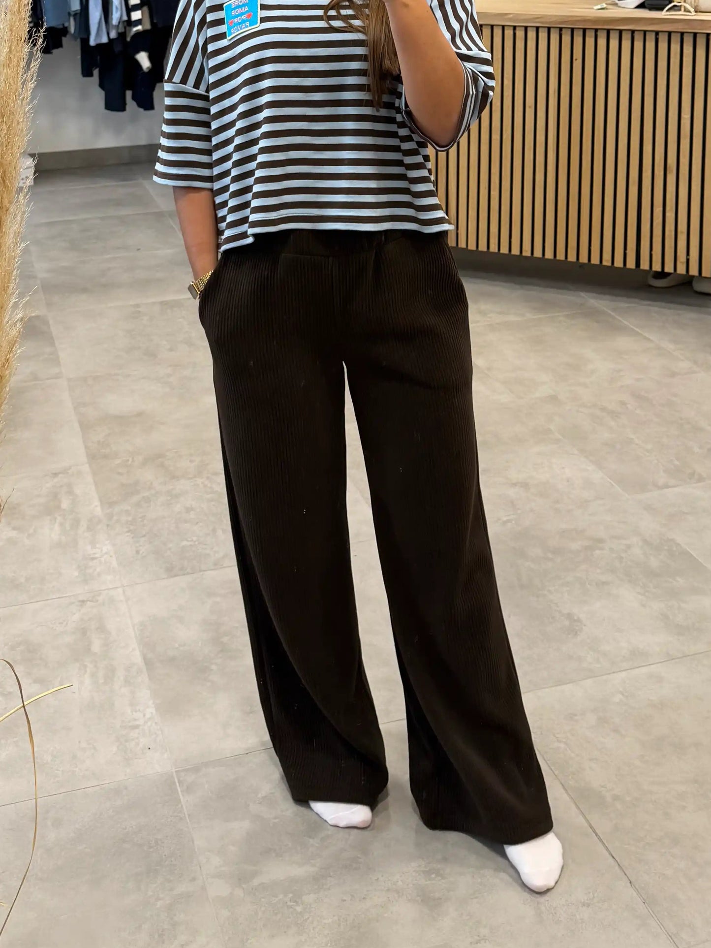 Wide-Leg-Hose "Cordi" Dunkelbraun