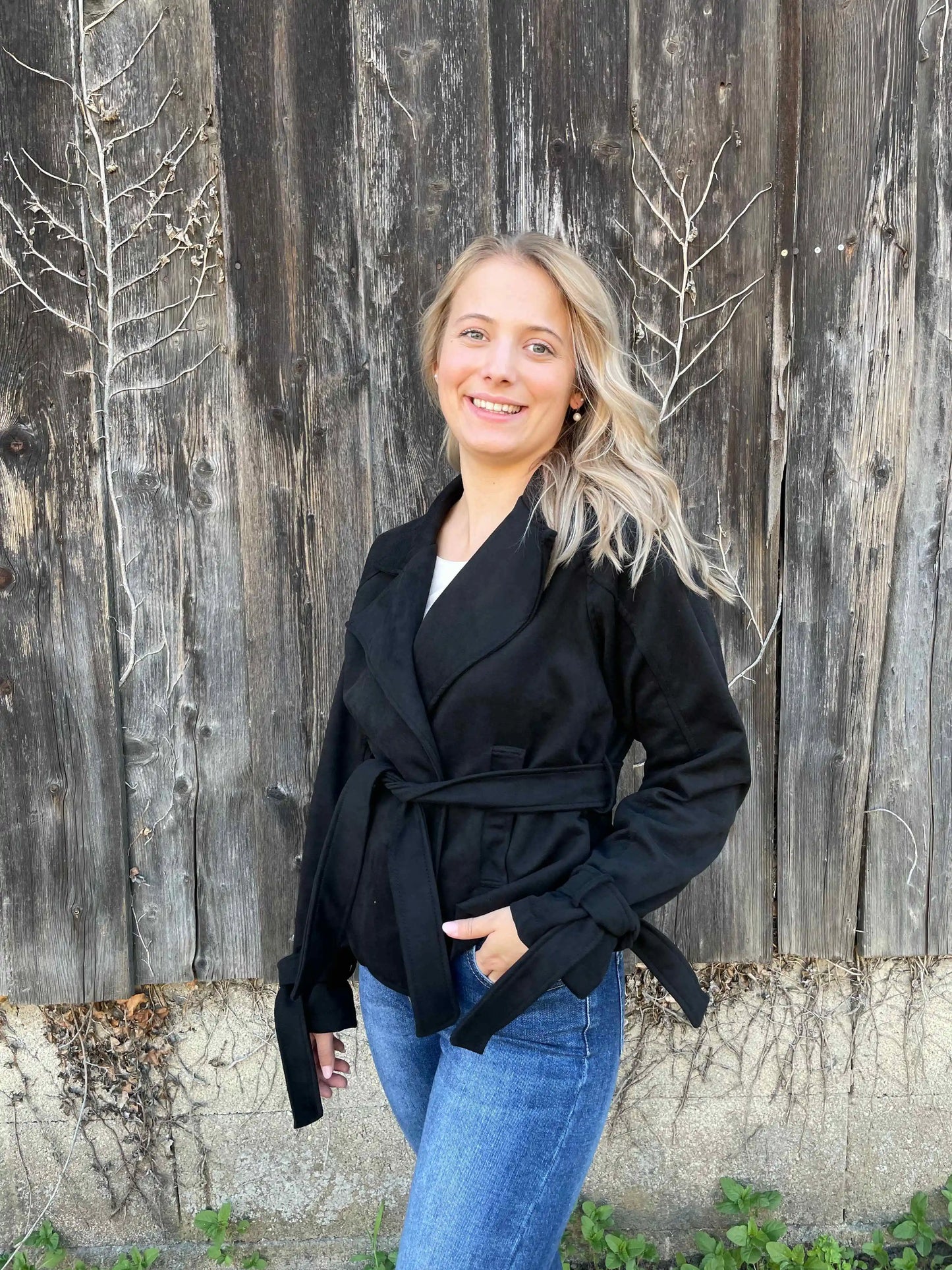 Trenchjacke "Velvet" Schwarz