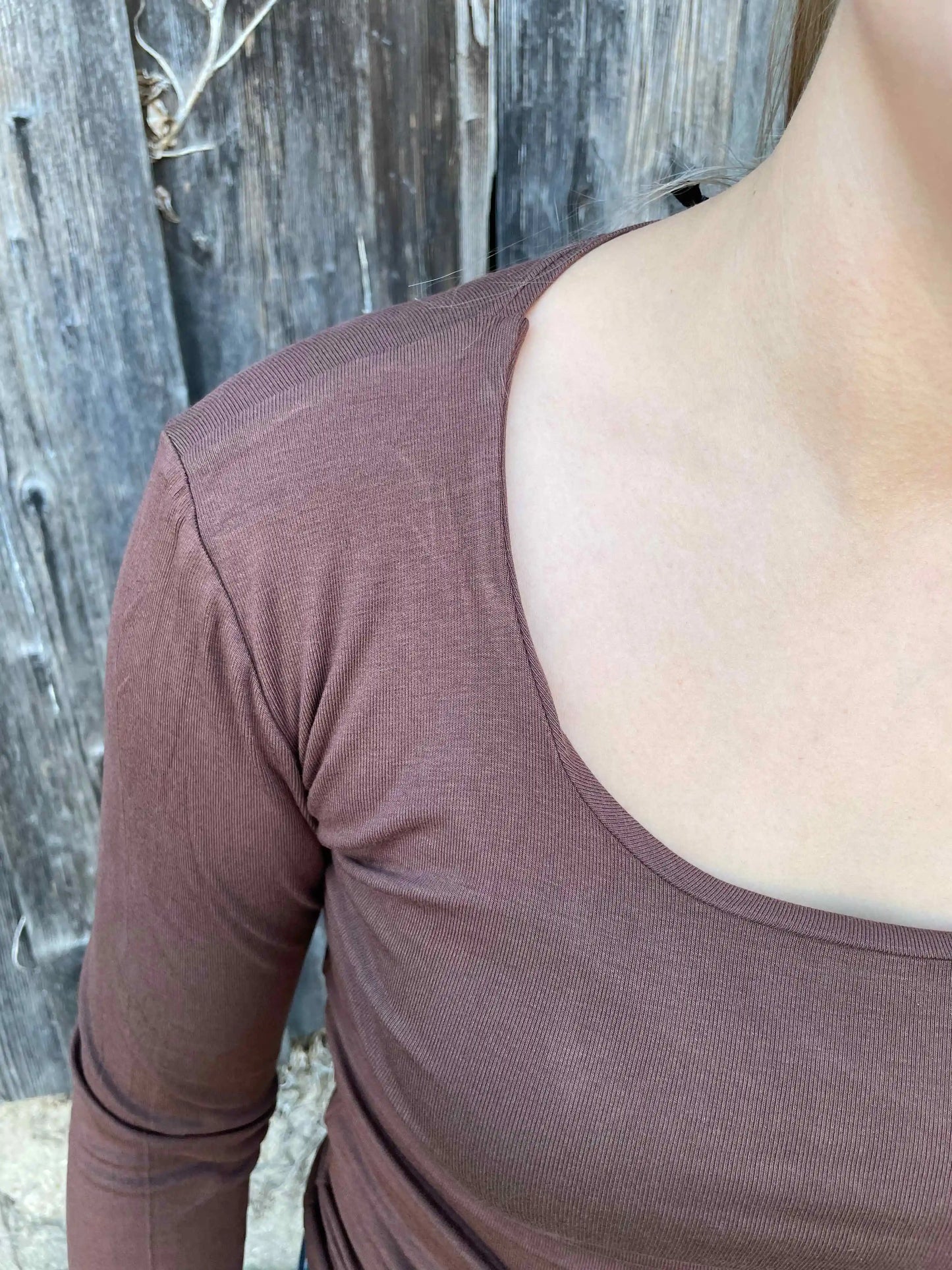 Basic-Langarmshirt I Schokobraun