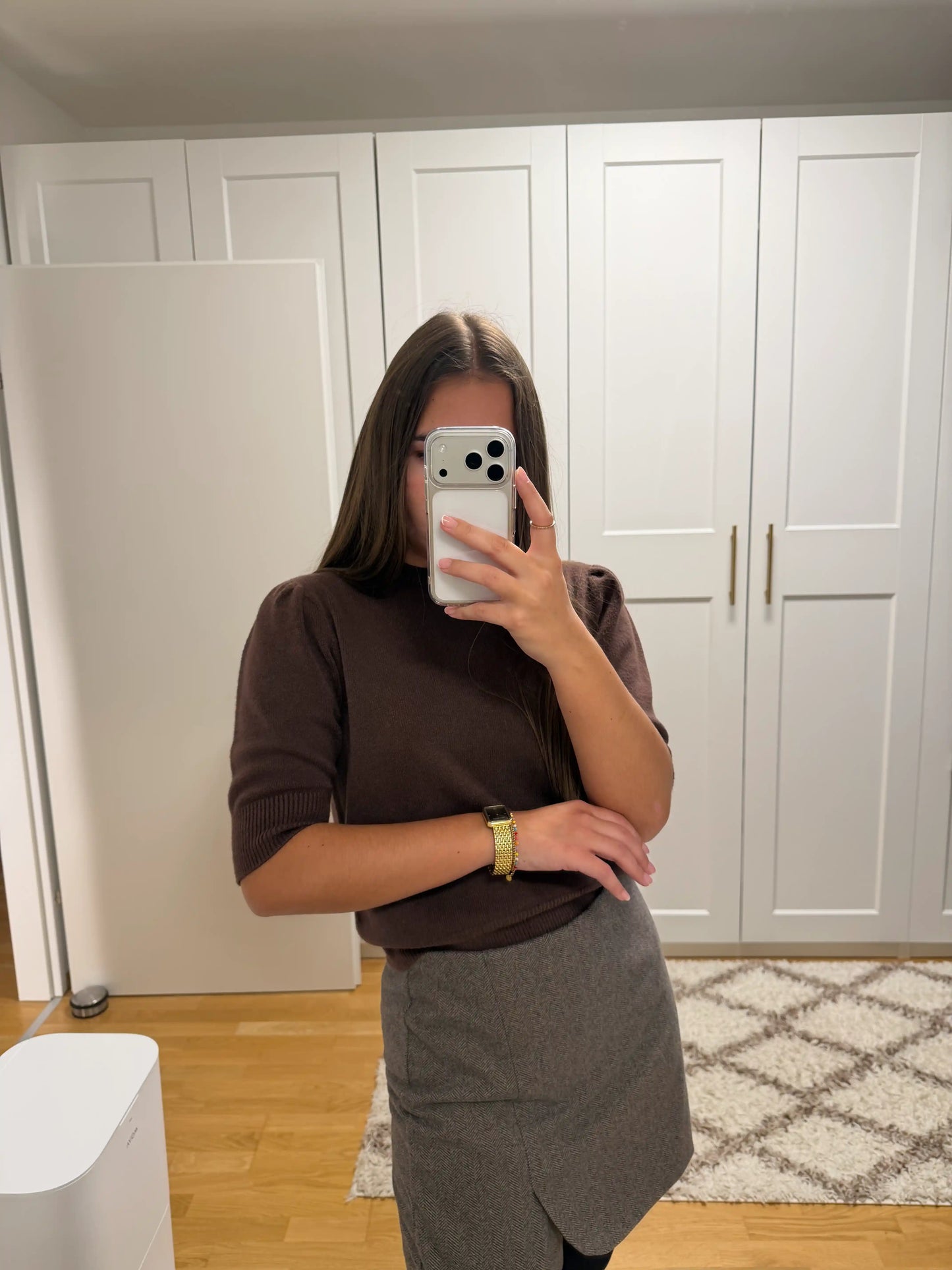 Kurzarmpullover Schokobraun