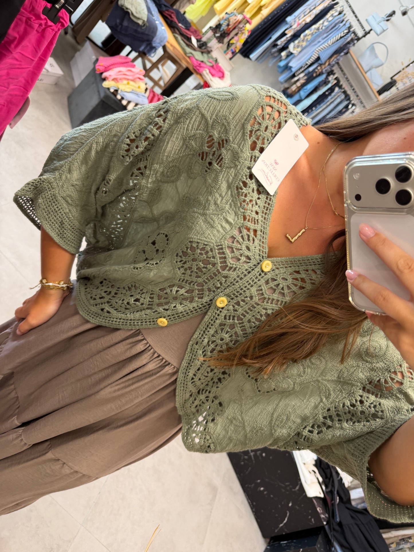 Strickjacke "Vintage" Olivegrün