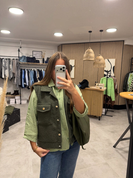 Teddygilet Olivegrün