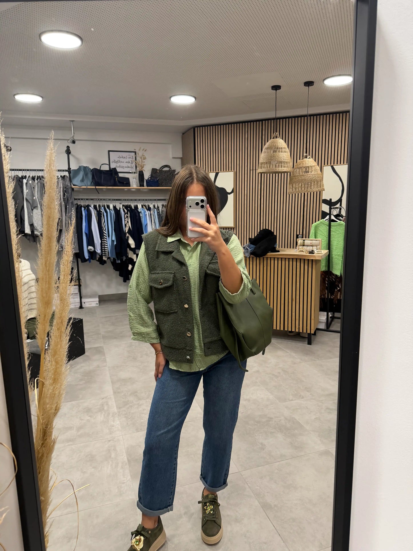 Teddygilet Olivegrün