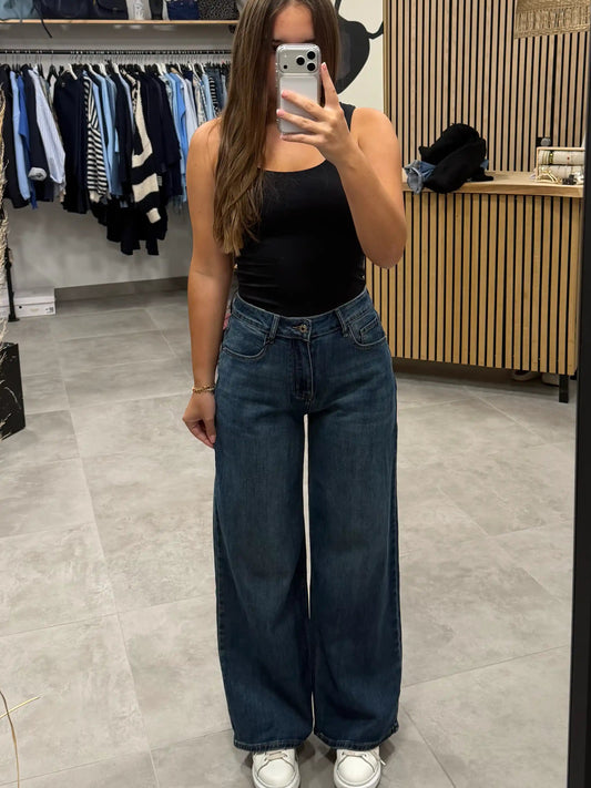 Wide-Leg-Jeans Blau