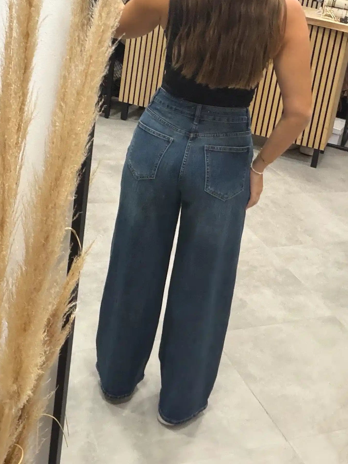 Wide-Leg-Jeans Blau